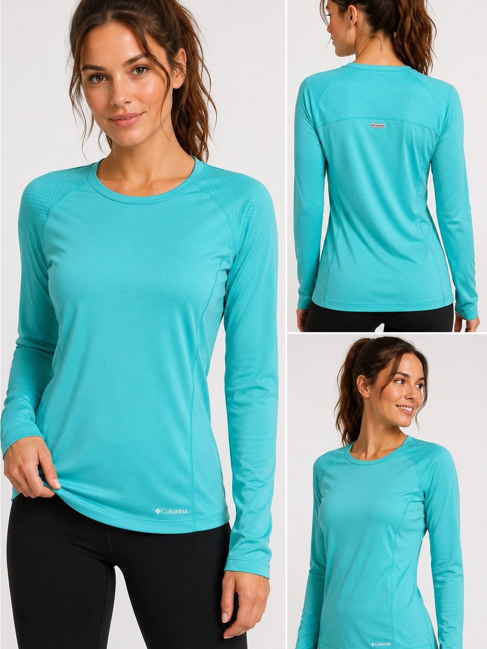 Columbia Turquoise Long Sleeve Performance Top NWOT Small